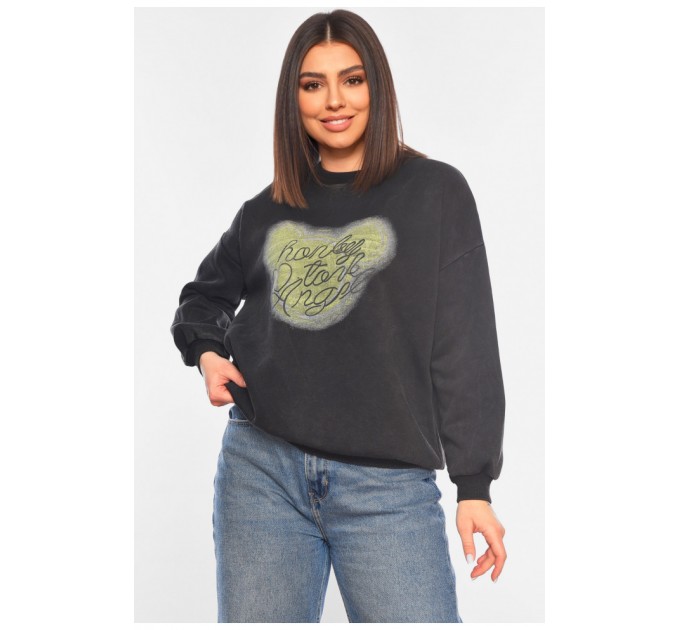 Свитшот женский черного цвета с принтом 193371L