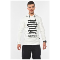 Худі чоловіче напівбатальне з малюнком білого кольору 193406L Худі чоловіче напівбатальне з малюнком білого кольору 193406L