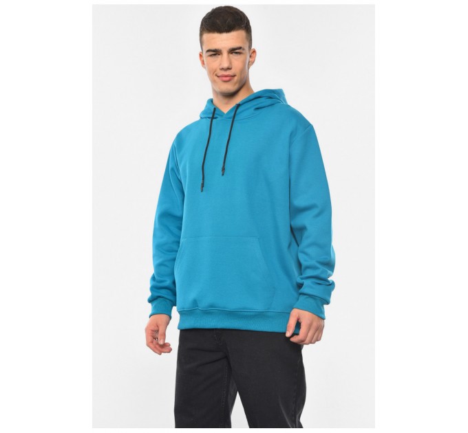 Худі чоловіче на хутрі бірюзового кольору 193493L