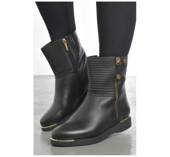 Напівчоботи жіночі зимові чорного кольору на хутрі 193523L