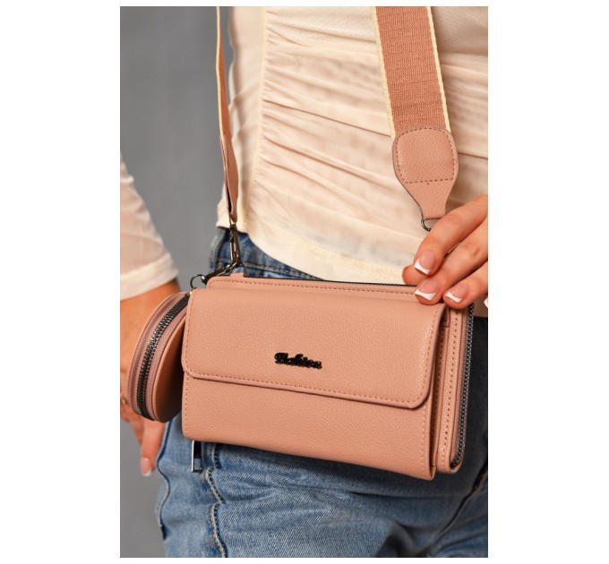 Клатч жіночий з екошкіри пудрового кольору 193567L