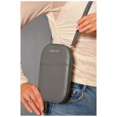 Клатч жіночий з екошкіри сірого кольору 193645L