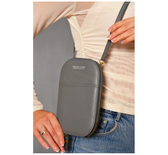 Клатч жіночий з екошкіри сірого кольору 193645L