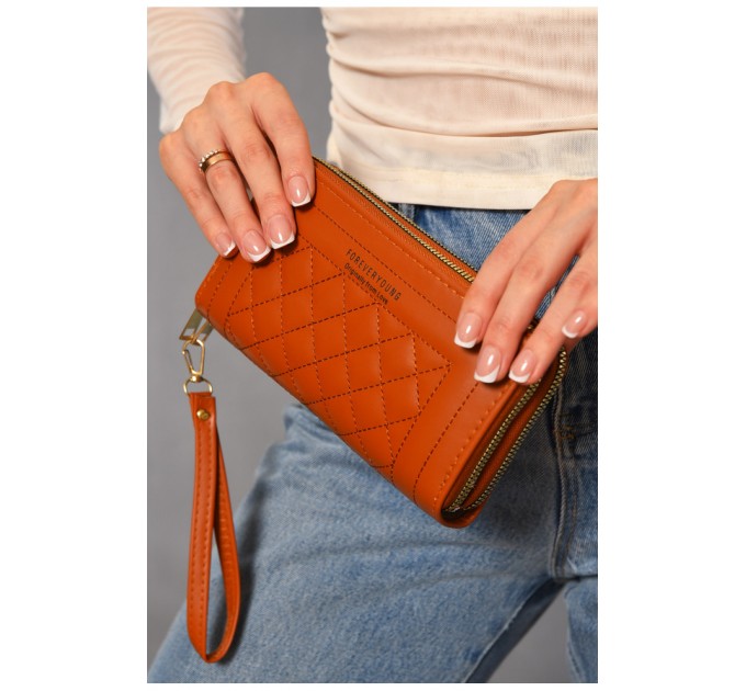 Гаманець жіночий з екошкіри коричневого кольору 193653L