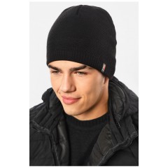 Мужская шапка на флисе черного цвета 193744L