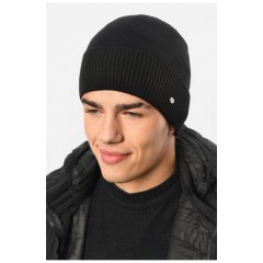 Мужская шапка на флисе черного цвета 193751L