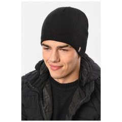 Мужская шапка на флисе черного цвета 193776L