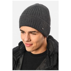Шапка мужская на флисе серого цвета 193798L
