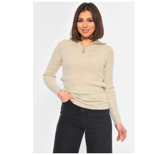 Гольф жіночий однотонний бежевого кольору 194031L