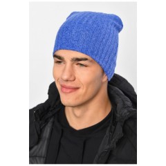 Мужская шапка на флисе синего цвета 194137L