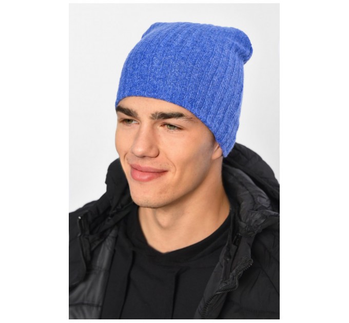 Шапка чоловіча на флісі синього кольору 194137L