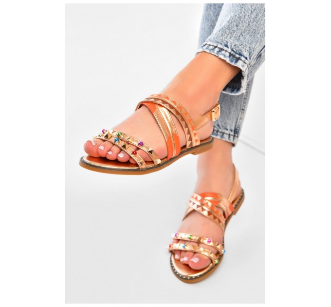 Босоніжки жіночі золотистого кольору 194364L