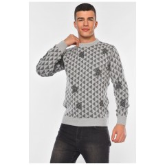 Светр чоловічий однотонний сірого кольору 194512L