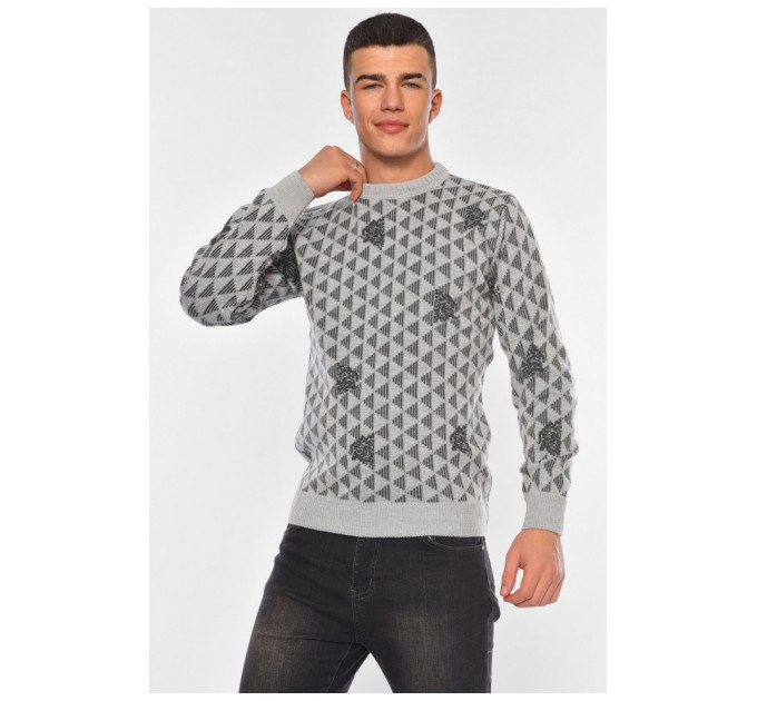 Светр чоловічий однотонний сірого кольору 194512L