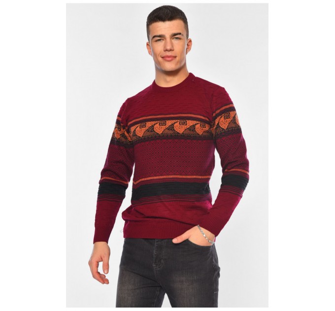 Светр чоловічий однотонний бордового кольору 194524L