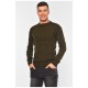 Светр чоловічий однотонний темно-зеленого кольору 194525L