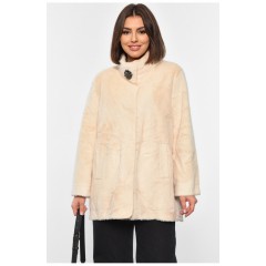 Шуба жіноча на штучному хутрі бежевого кольору 194545L