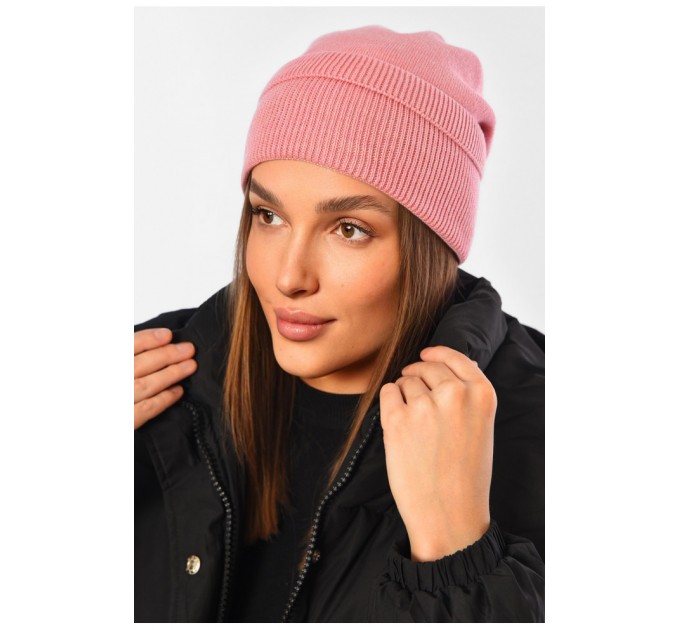 Шапка жіноча демісезонна рожевого кольору 194599L