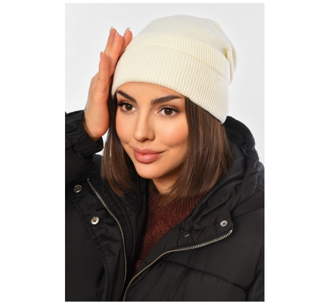 Шапка женская демисезонная белого цвета 194600L