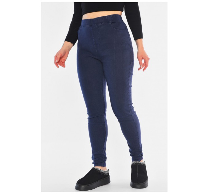 Джинсы женские утепленные полубатальные синего цвета 194765L