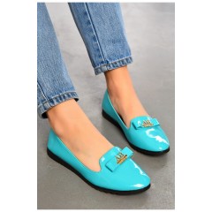 Туфлі-лофери жіночі блакитного кольору 195095L