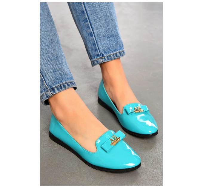 Туфлі-лофери жіночі блакитного кольору 195095L