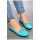 Туфлі-лофери жіночі блакитного кольору 195095L