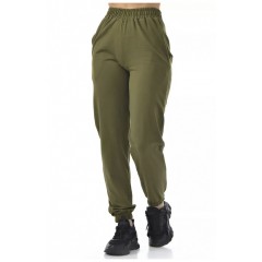 Спортивні штани жіночі кольору хакі 195184L