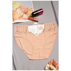 Труси жіночі напівбатальні бежевого кольору 195569L