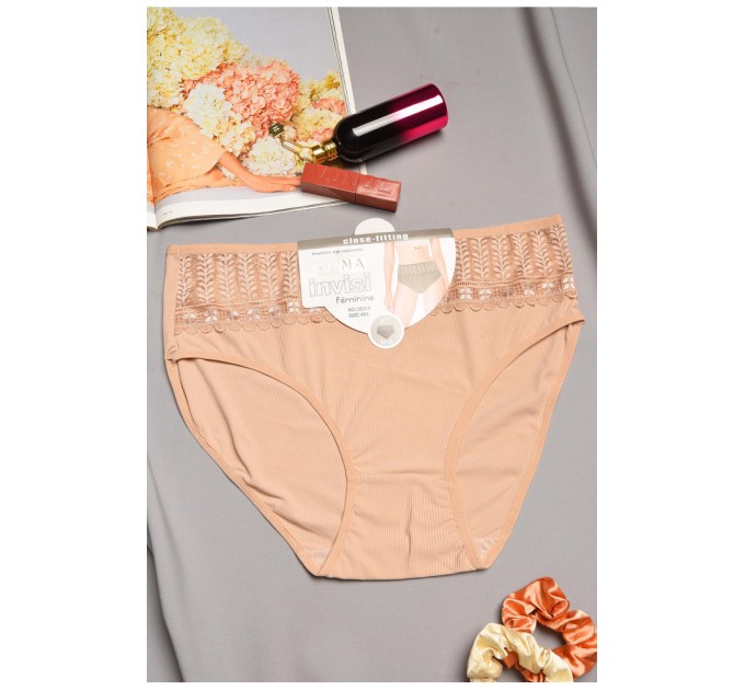 Труси жіночі напівбатальні бежевого кольору 195569L