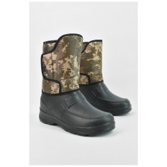 Дутики чоловічі піна піксель на хутрі чорного кольору 195788L