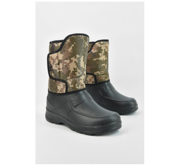 Дутики мужские пена пиксель на мехе черного цвета 195788L