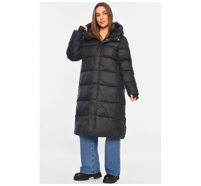 Куртка жіноча подовжена єврозима чорного кольору 195802L