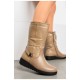 Чоботи жіночі зимові на блискавці темно-бежевого кольору 195869L
