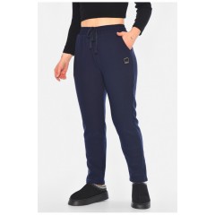 Спортивні штани жіночі на флісі темно-синього кольору 195889L