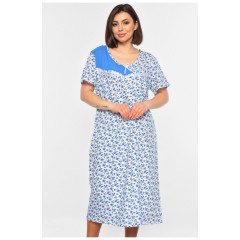 Нічна сорочка жіноча батальна білого кольору з принтом 195914L