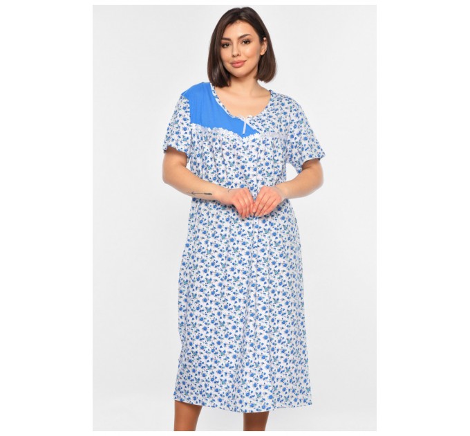 Нічна сорочка жіноча батальна білого кольору з принтом 195914L