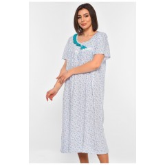 Нічна сорочка жіноча батальна білого кольору з принтом 195916L