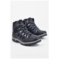 Ботинки мужские зимние на меху темно-синего цвета 195989L