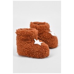 Пінетки дитячі для хлопчика махрові коричневого кольору 196033L