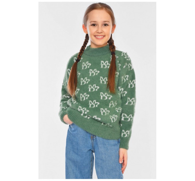 Свитер детский для девочки зеленого цвета 196208L