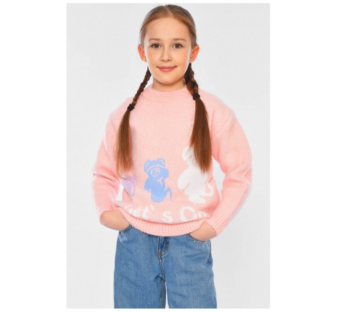 Светр дитячий для дівчинки рожевого кольору 196215L