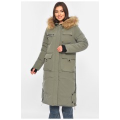 Куртка жіноча подовжена зима зеленого кольору 196302L