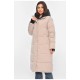 Куртка жіноча подовжена зима бежевого кольору 196306L