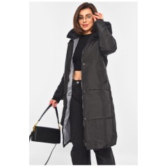 Куртка жіноча подовжена демісезонна чорного кольору 196548L