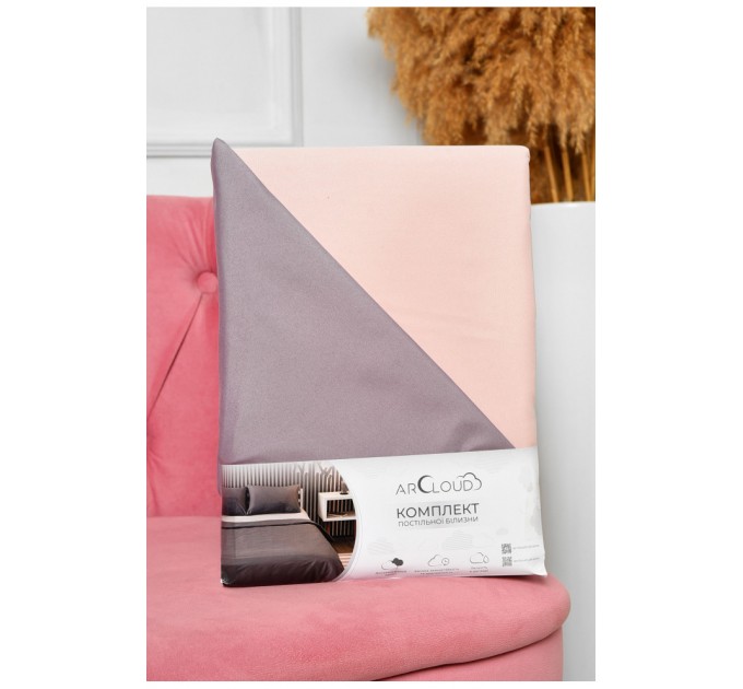 Комплект постельного белья евро однотонный персикового цвета 196763L.