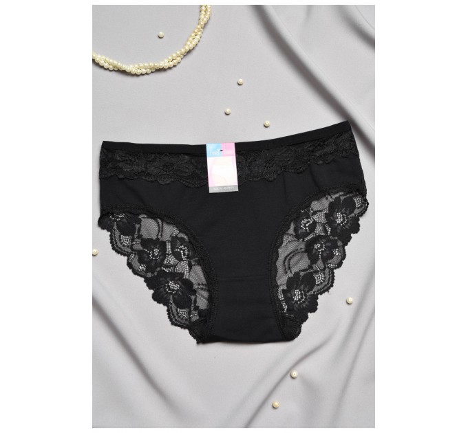 Труси жіночі напівбатальні чорного кольору 197037L