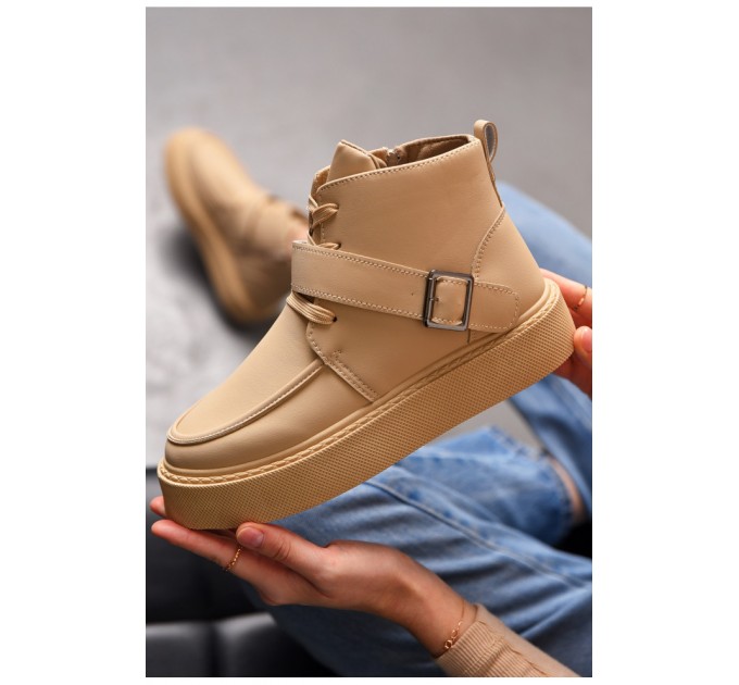 Ботинки женские демисезонные бежевого цвета 197106L