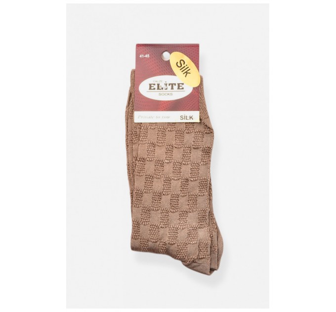 Шкарпетки чоловічі демісезонні коричневого кольору шовк 198557L