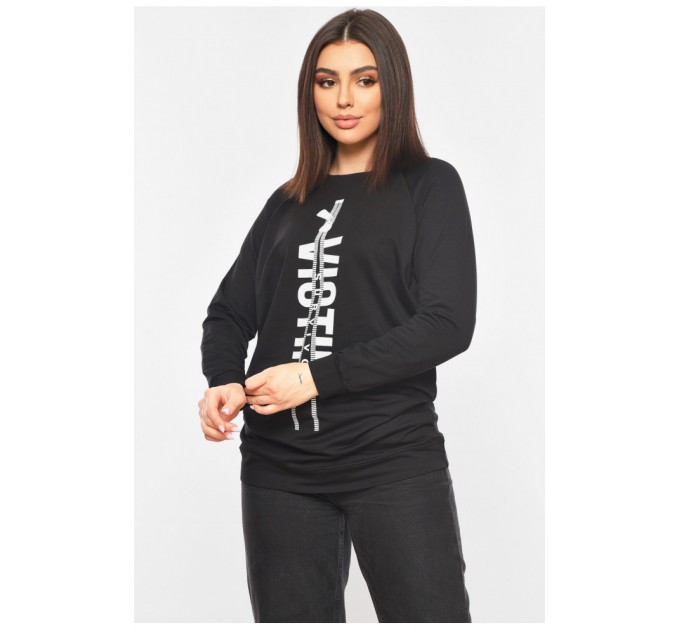 Свитшот женский черного цвета с принтом 199831L